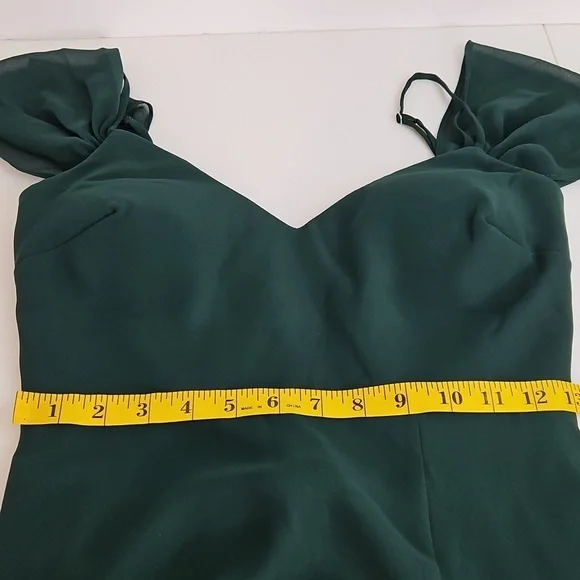 Birdy Grey Devin Chiffon Bridesmaid Gown Floor Length In Emerald NWT XS - Picture 9 of 12